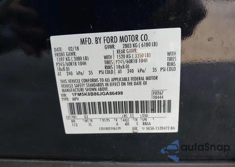 2018 Ford Explorer from USA, damaged, VIN 1FM5K8B86JGA86498